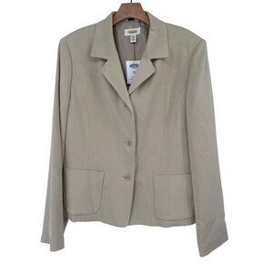 Talbots Womens Blazer Jacket Size 14 Pure Silk Beige Long Sleeve new
